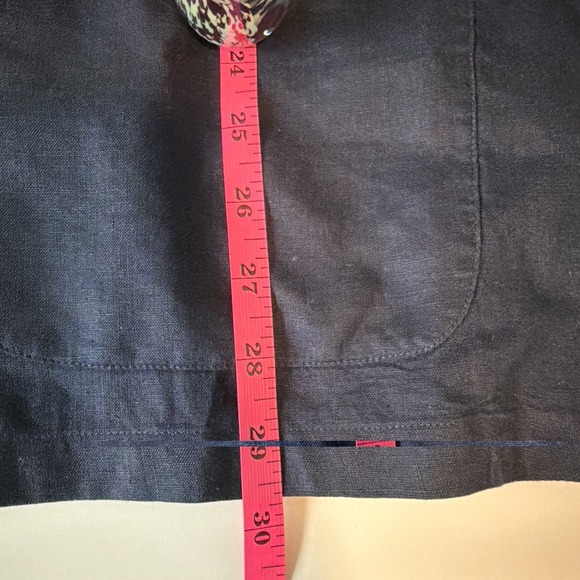 Vintage 90s Lauren Ralph Lauren Shirt Jacket M Blue Navy Linen Long Line Cuffed - Picture 9 of 9